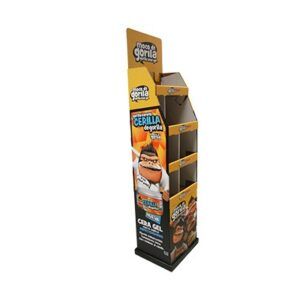 FLOOR STAND PERSONALIZADO CON 4 NIVELES DE CARGA EN IMPRESIÓN DIGITAL QUE SOPORTAN UN PESO DE 20KG POR NIVEL- EXHIBIDORES EN MEXICO