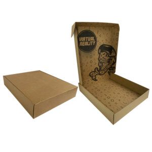 Comercialización, fabricación y distribución de empaques o cajas de cartón personalizadas para envíos ecommerce tipo pizzera para unboxing en medidas customizadas en papel kraft con impresión en negro en la cara interna de la caja en alto y bajo volumen en Guadalajara Zona Industrial