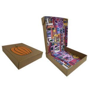 Comercialización, fabricación y distribución de empaques o cajas de cartón personalizadas para envíos ecommerce tipo pizzera para unboxing en medidas customizadas en papel kraft con impresión a color en ambas caras de la caja en alto y bajo volumen en Guadalajara Zona Industrial