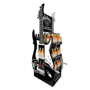 Fabricación, diseño y distribución de exhibidores de piso/floor stands personalizados de cartón impresos en digital para licores y vinos en punto de venta como tiendas departamentales producidos en Guadalajara México
