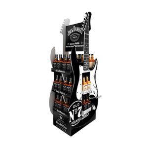 Fabricación, diseño y distribución de exhibidores de piso/floor stands personalizados de cartón impresos en digital para licores y vinos en punto de venta como tiendas departamentales producidos en México