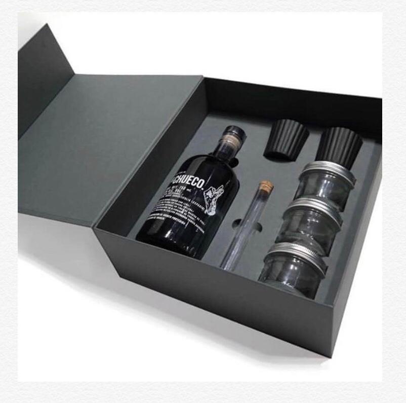 RIGID CARDBOARD BOX FOR A BOTTLE AND ACCESORIES LUXURY BOTTLE BOX WITH ACCESSORIES