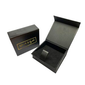 Estuche de lujo de cartón rígido impreso, forrado y con inserto de felpa para joyería fina y accesorios