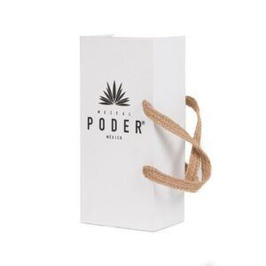 Estuche de lujo de cartón con asa de fibra y inserto de la forma de la botella para mezcal en México