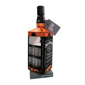 Exhibidor premium personalizado de piso de cartón con impresión digital para bebidas alcohólicas en punto de venta
