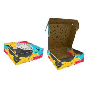 Comercialización y fabricación de embalaje de cartón medianas personalizadas tipo pizzera blanco kraft con impresión a color en ambas caras de la caja en alto y bajo volumen en Guadalajara Zona industrial